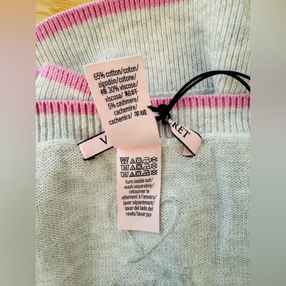 Victoria's Secret Pajama Crew Sweater Top & Satin Pants Stripes Pink - Picture 7 of 9